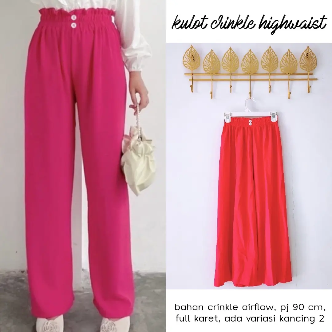 Kulot Crinkle Highwaist / Celana Kulot Wanita Viral Kekinian