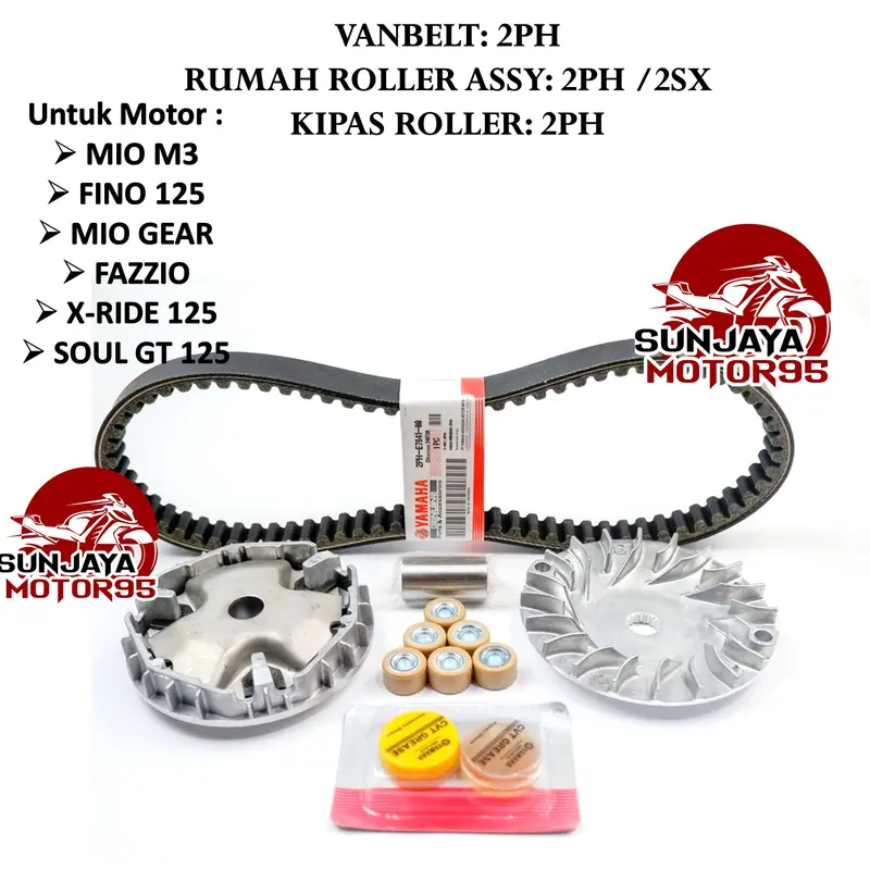 Paket Vanbelt Mio M3 Set Rumah Roller + kipas 2PH Yamaha Fazzio - Mio Z / S - Xride 125 - Fino 125 - SOUL GT 125 Motorcycle Klip 5