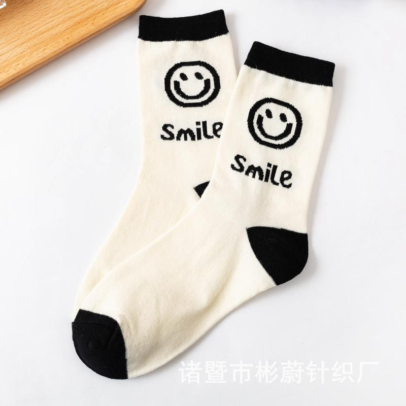 Combo 10 đôi tất cao cổ nữ họa tiết mặt cười dễ thương vớ nữ thông thoáng 2