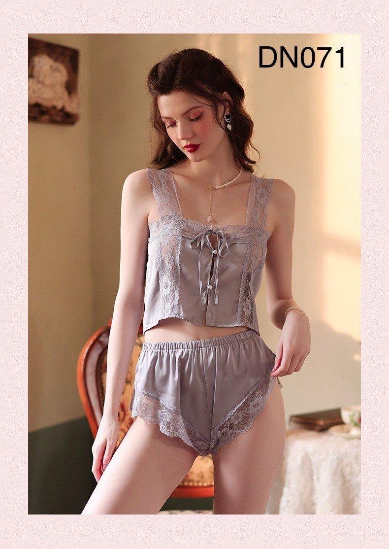 Product Introduction of B3 - Bộ Đồ Ngủ Lụa 2 Dây, Cúc Bọc, Lụa Quảng Châu Cao Cấp 4
