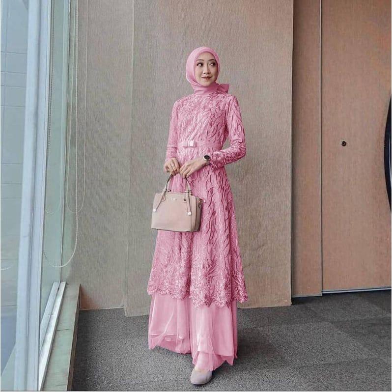 Product Introduction of MAXI ALMIRA / 4 UKURAN / M / L / XL / XXL / GAMIS KONDANGAN / GAMIS TILE MUTIARA / FASHION GAMIS WANITA Panjang Dalaman Muslim Pita Dress Pesta Kombinasi Remaja 7
