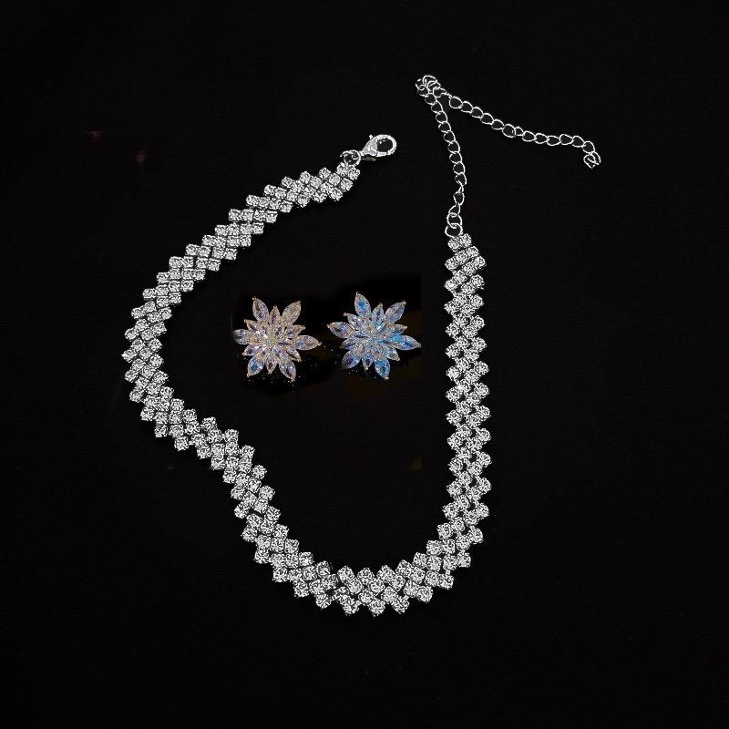 [ YR071] Sét bộ choker đa trắng+ bông tai hoa tuyết nhẹ nhàng xinh xắn Nữ Trang Sức