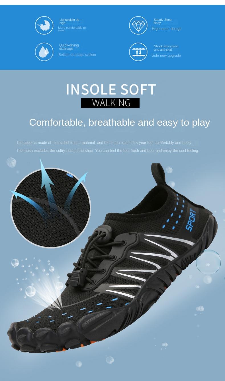 Product Introduction of Wading Shoes Quick-drying Water Shoes Five-Finger Swimming Shoes Men Women Outdoor Sneaker Casual Beach Shoes 2