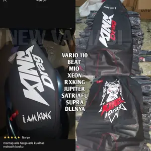 SARUNG KAIN KULIT PELINDUNG JOK MOTOR MODEL JAHIT LOGO KING DRAG UKURAN STANDAR UK 47X87 CM BAHAN PREMIUM METIC BEBEK VARIO BEAT XEON SOUL JUPITER RX KING SATRIA FU GRAND SUPRA DLL ACCESORIES VARIASI MOTOR