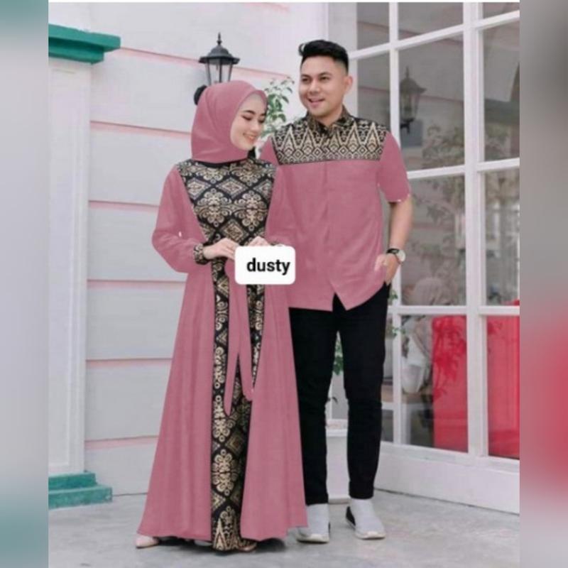 Product Introduction of COUPLE IRWANSYAH DI JAMIN REAL PIC/COD YA KK/BAJU PASANGAN KOMBY BATIK GOLD ADA 3 SIZE UKURAN M,L,XL Gamis Muslim Keluarga Dress Panjang Kondangan Lebaran 8