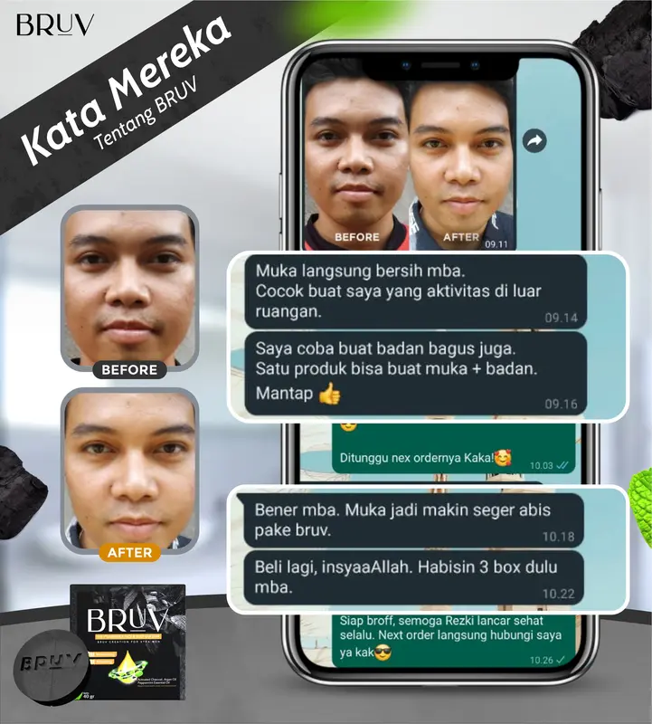 BRUV Brightening and Acne Soap 9pcs - Sabun Bruv Sabun Pembersih Wajah Pria Pencerah Wajah Pria Menghilangkan Jerawat Pencerah Muka Laki Laki Wajah Kusam Muka Berminyak Bruv Original 4