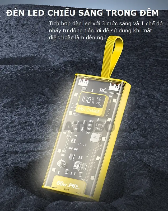 Sạc dự phòng 30000mah pin dung lượng lớn đi kèm dây sạc nhanh 20w cho nhiều điện thoại - NT745 3