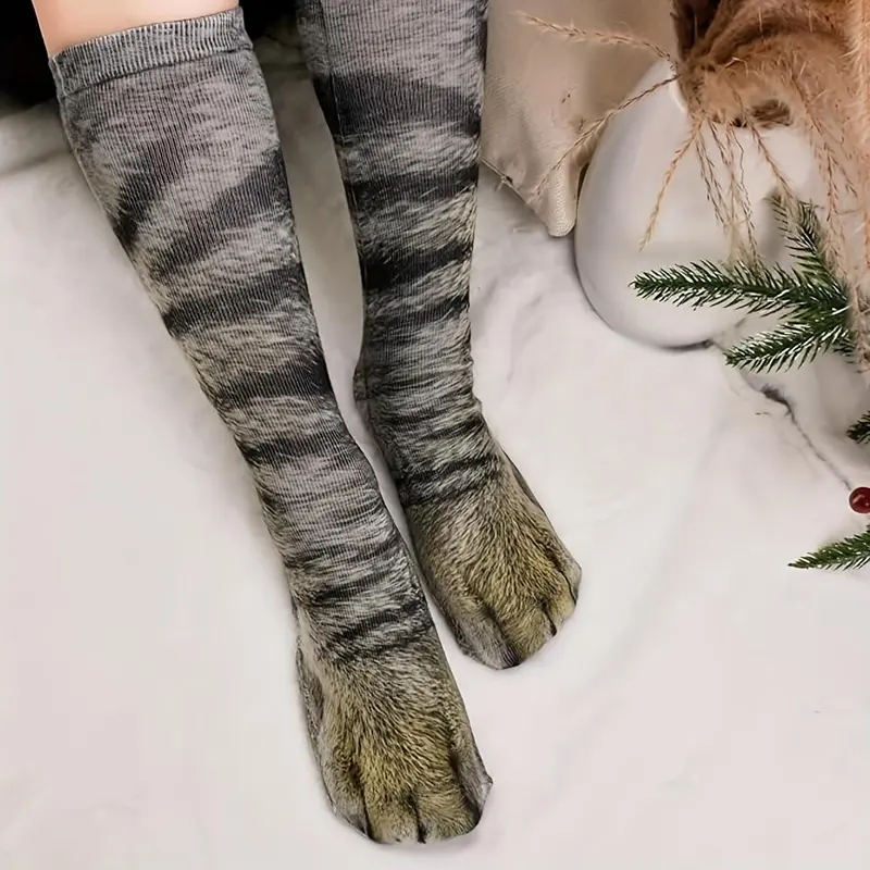 Animal Paw Design Socks, 1 Pair Funny Animal Feet Design Socks, Novelty Socks for Women & Men, Party Accessories, Birthday Gifts 0