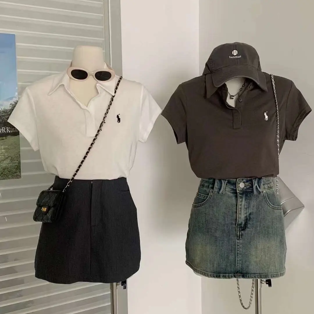 Polo thêu ngựa cotton giấy WGWE