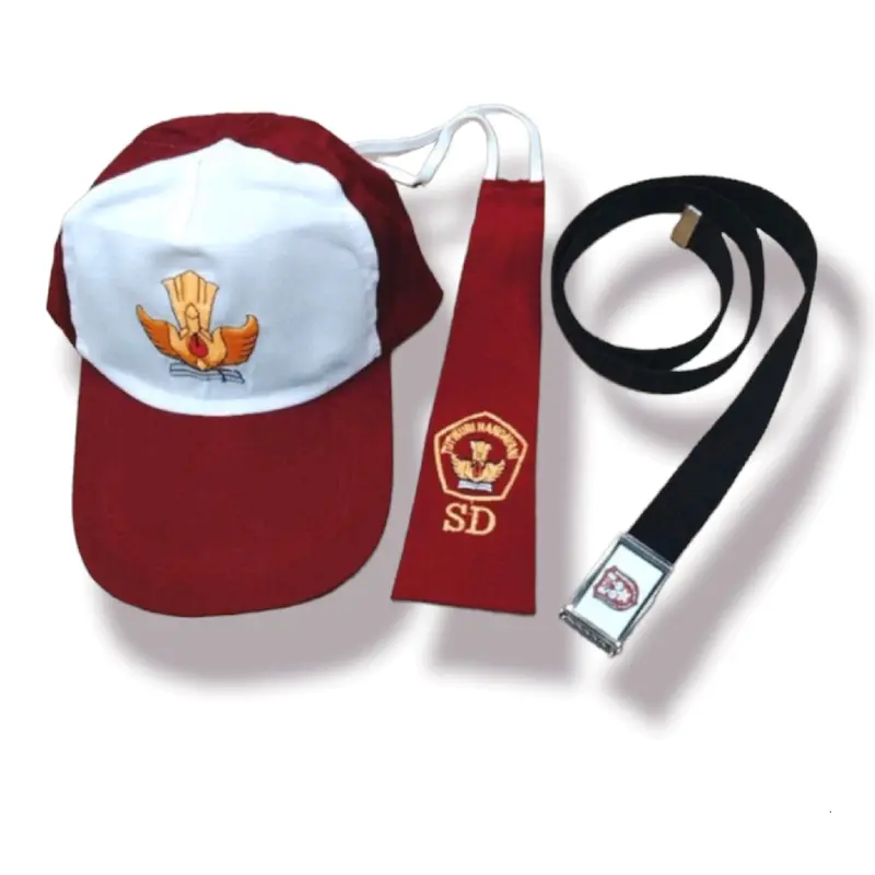 ( COD ) PAKET 3 IN 1 TOPI DASI IKAT PINGGANG SEKOLAH SD, TOPI MERAH PUTIH , DASI SD , TOPI SD , IKAT PINGGANG SD MURAH BAYAR DITEMPAT Putri 1