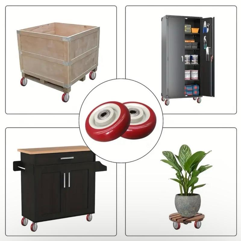 ( 12cm )Bộ 4 bánh xe chịu tải Đỏ mận 12cm chịu tải 200kg/bánh 3