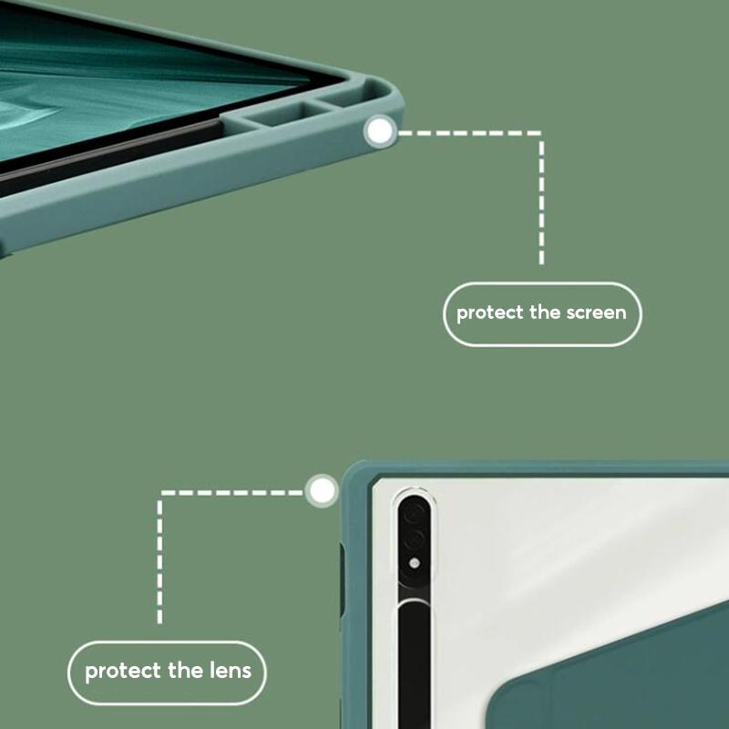 Product Introduction of 360° Rotatable Transparent Case For Samsung Galaxy Tab S9 Plus A8 10.5 X200/X205 S6 Lite 10.4inch P610 S7/S8 T870/T875 S7 Plus S7 FE T970/T975 S8 Plus X800/806 12.4inch Cover Accessory Computer Tablet Protective 18