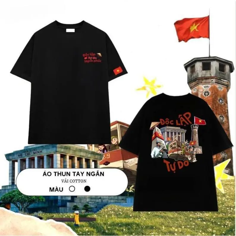Áo Thun ROSE UNISEX in hình ĐỘC LẬP TỰ DO HẠNH PHÚC Hot Trend 2025 - Áo thun in nhiệt Hàn Quốc, chất vải cotton co dãn 2 chiều 220 gsm, mát mẻ thông thoáng, siêu mịn siêu mát - Top, Cổ Tròn, Unisex