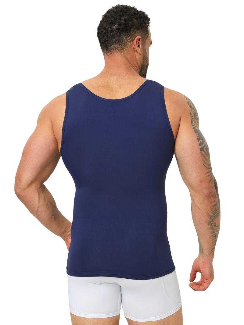 Product Introduction of Men's Solid Color Round Neck Compression Shapewear Tank Top, High Stretch Tummy Control Shaper Vest, Men's Shapewear for All Seasons 2