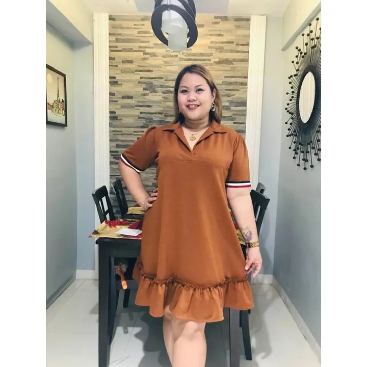 PLUS SIZE COLAR CASUAL DRESS FOR SIZE 2XL TO 4XL PLAIN AND PRINTED STYLE FOR  BIG SIZE WOMEN