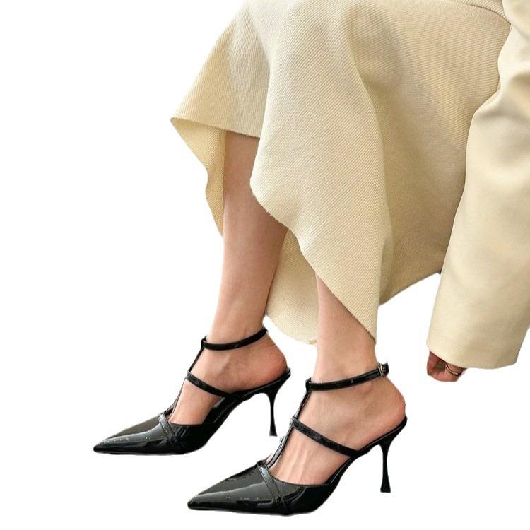 Dép Cao Gót, Gót Nhọn Mũi Nhọn, Thiết Kế khoét lỗ Thanh Lịch, Đặc Biệt, Giá Cả Phải Chăng, Dòng Sang Trọng, Giày Thời Trang Nữ, Trang Phục Mùa Hè 2024 4