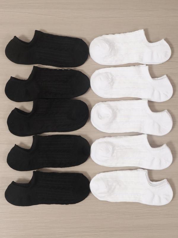 Women's 10 Pairs Textured Invisible Socks, Casual Soft Comfy Breathable Socks For Daily Wear, Women's Socks & Hosiery 2