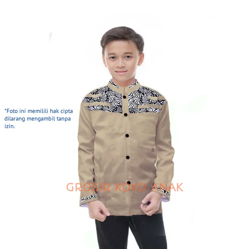 Baju Koko Anak Laki-Laki Muslim Cowok Atasan Lengan Panjang Premium Murah Terbaru Katun Nyaman 4