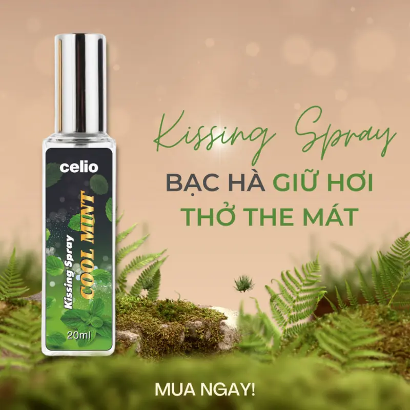 Xịt Thơm Miệng Love Spray Kissing Spray CELIO Hương Juicy Kiss vị Đào, vị Bạc Hà, Vị cafe bùng nổ nụ hôn nồng cháy Xịt Miệng 2
