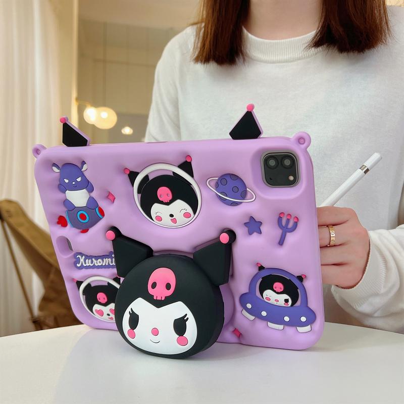 Product Introduction of Casing For Honor Pad X8a Tablet 11 inch Fashion Kuromi Cute 3D Pattern Soft Silicone Stand Cover With Shoulder Strap Cover NDL-W09 12