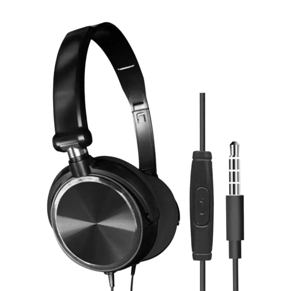 Wired Computer Headset Stereo Deep Bass Adjustable Headphones Black with Mic Audio Electronic