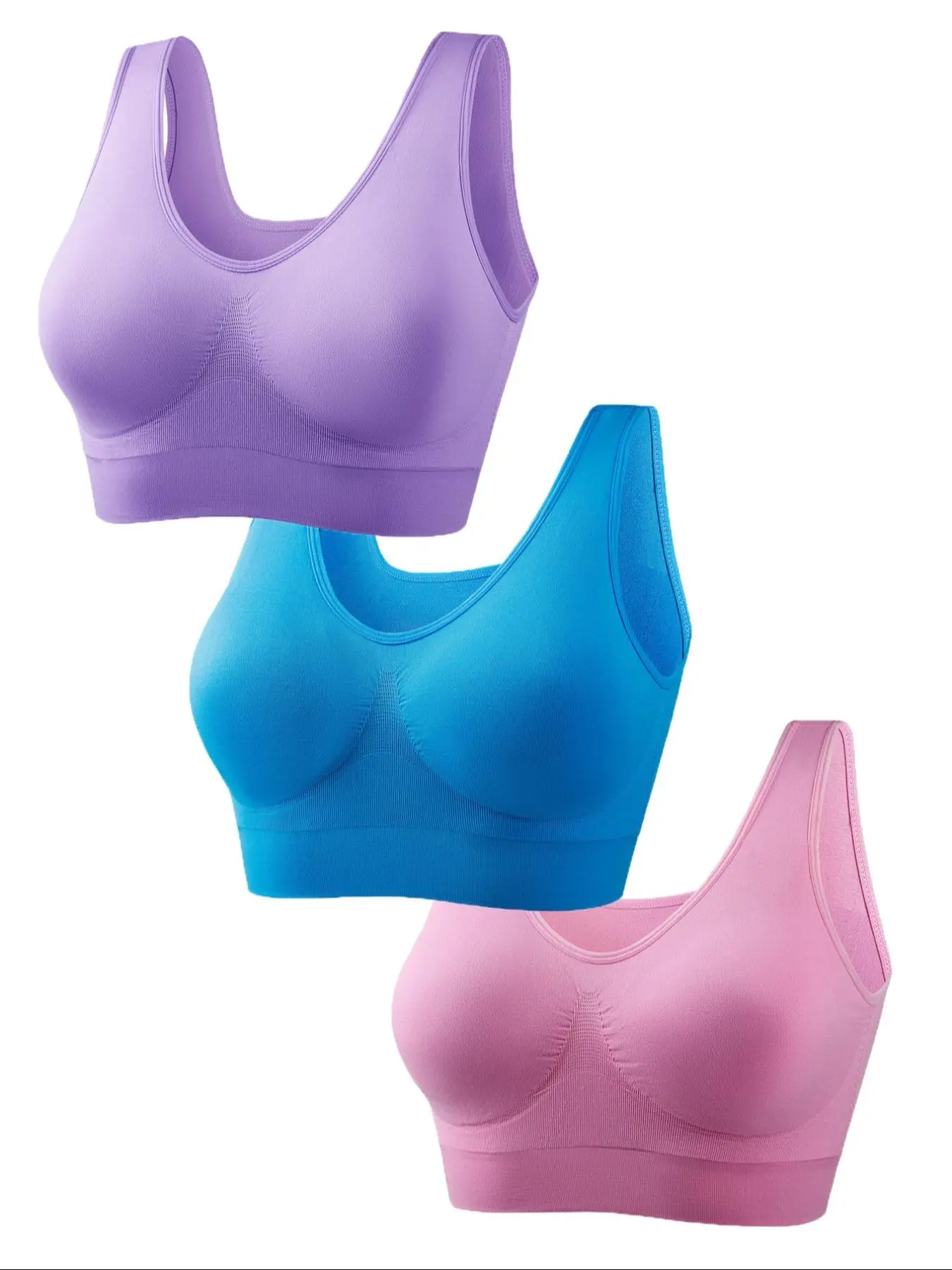 【Plus Size】 Solid Wireless Bra, Breathable Comfortable U Neck Bra, Women's Plus Size Lingerie for All Seasons