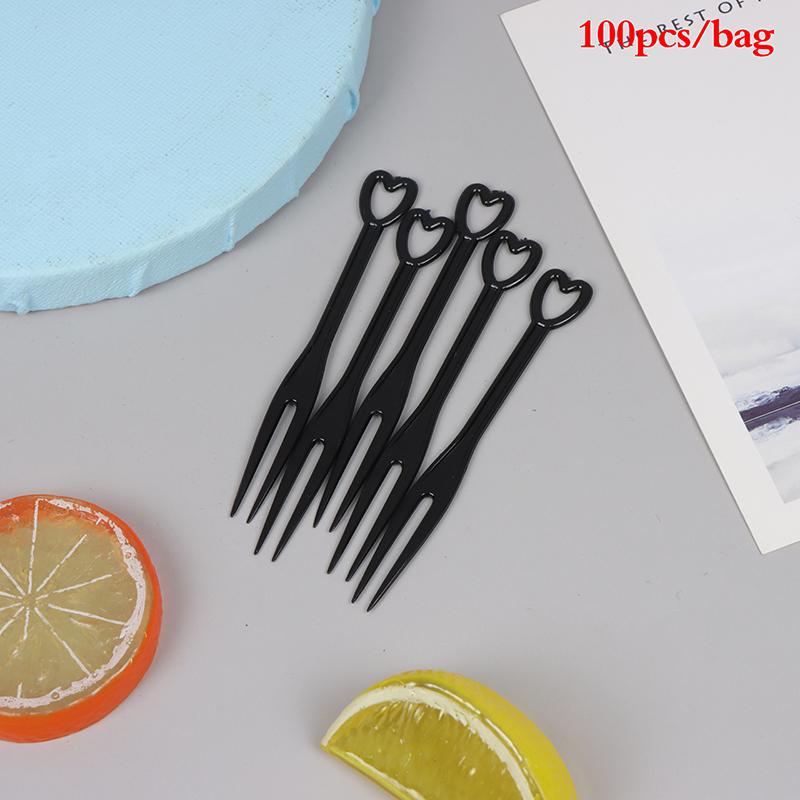 Product Introduction of 100pcs/bag Fruit Fork Mini Clear Plastic Forks Home Dining Food Cake Fruit Fork 18