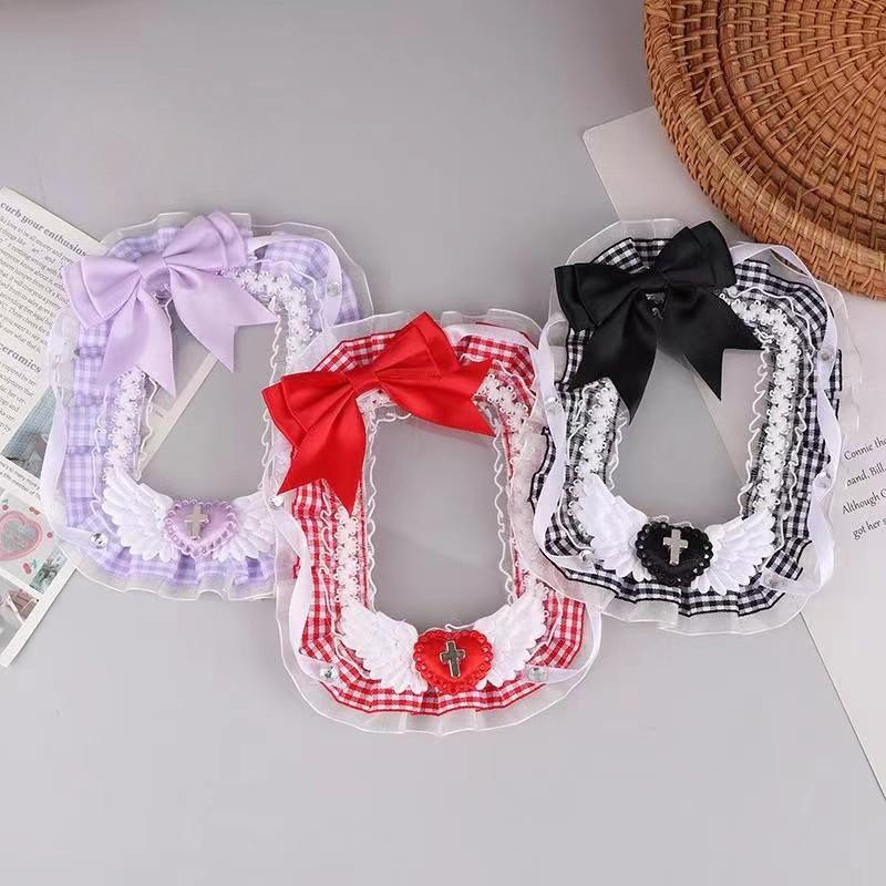 Chủ thẻ Nơ ren Đôi cánh thiên thần, 3 inch / 2R, Vỏ bảo vệ thẻ ảnh Thần tượng Kpop tự làm, Quà tặng thủ công 1