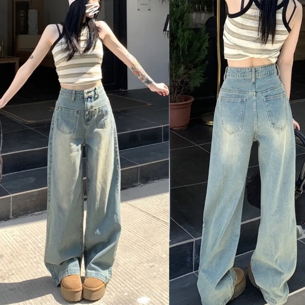 CH02 - Quần suông túi chìm ống rộng cạp cao co giãn Women