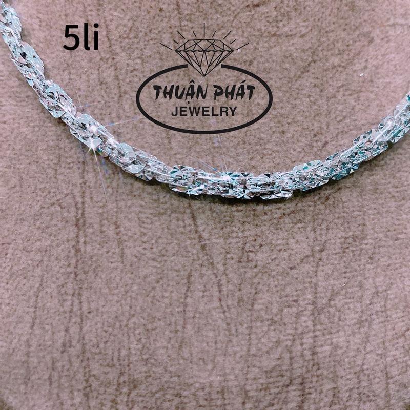 Phụ Kiện Dây Chuyền Xoắn Vuông Bản 5li Dài 50cm Và 45cm Cắt Máy Đeo Cổ Sang Trọng Trang Sức Bạc Ý Xi Kim - Bạc Thuận Phát