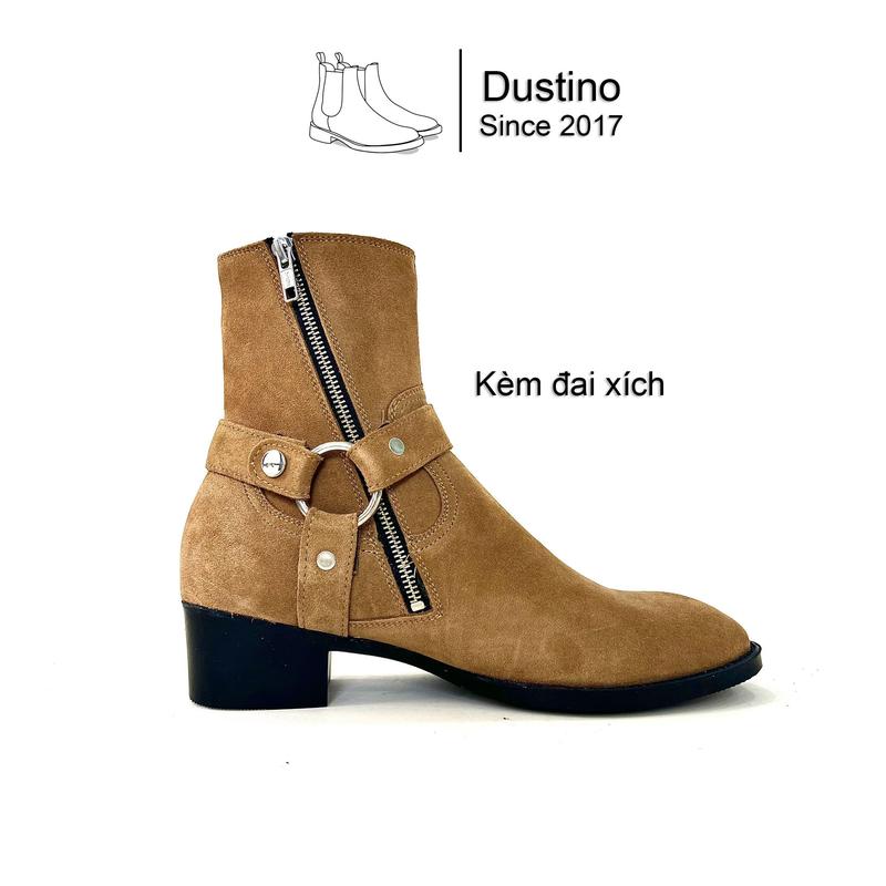 Harness Boot Nam Vàng Bò, boots da lộn màu vàng