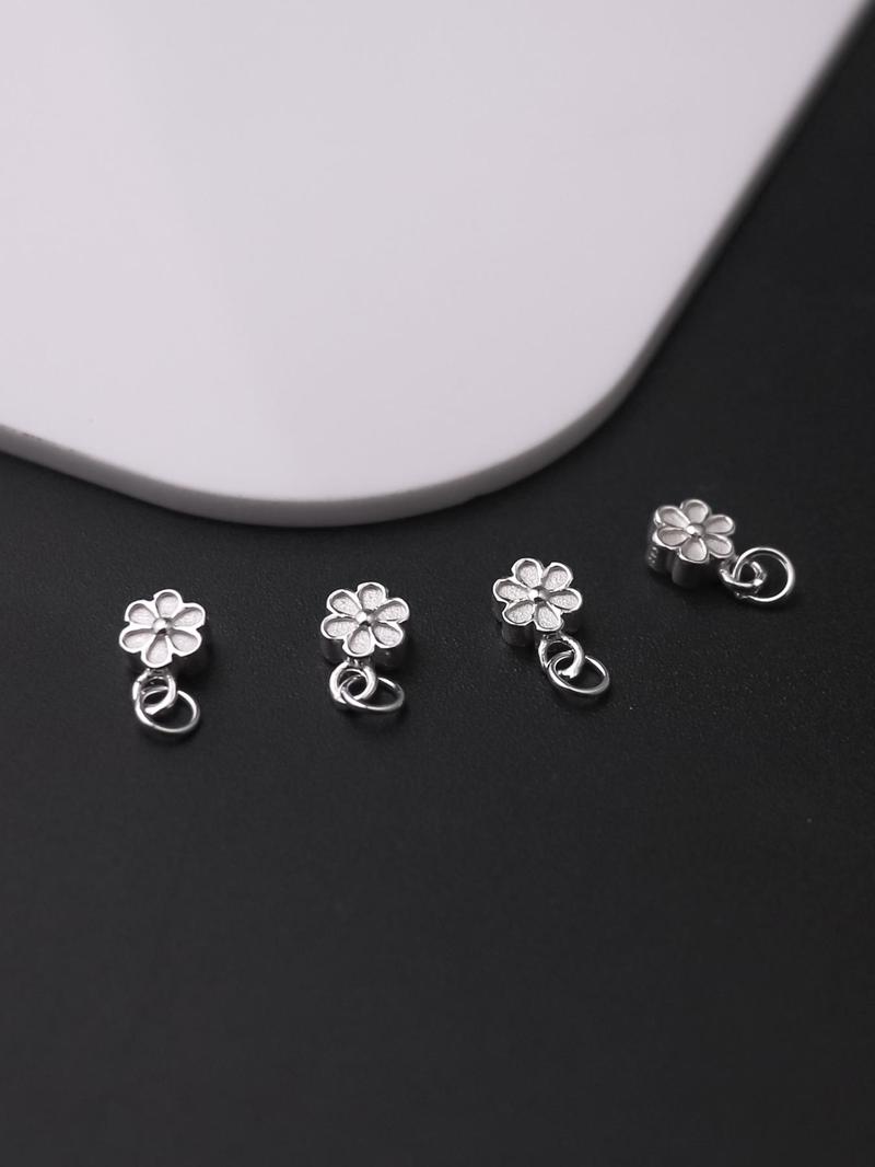 Product Introduction of S925 Sterling Silver Flower Design Pendant Charms, Fashionable DIY Jewelry Accessories for Bracelet & Necklace, Trendy All-match & Exquisite DIY Jewelry for Birthday Gift 2