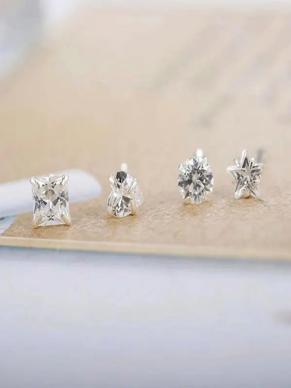 Rhinestone Decor Heart & Star Design Nose Studs, Nose Studs Piercing Jewelry for Women Girls, Nose Stud for Daily Wear, Body Jewelry for Party, Daily Decor 4