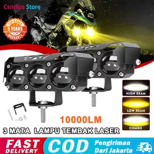 Lampu Tembak Foglamp Led SQL 3 Mata Laser Putih Kuning Waterproof Lampu Tembak Sorot High Low 3 Mata Lampu