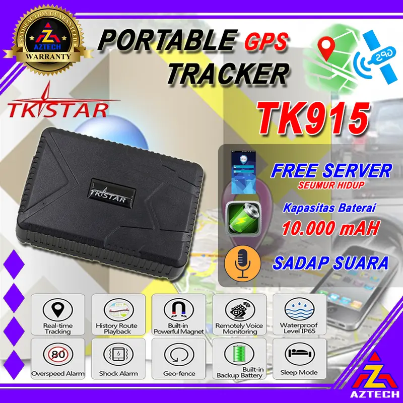 GPS TRACKER PORTABLE ORIGINAL TKSTAR TK905 TK 905 5000 MAH MOBIL MOTOR TK915 TK905B TK918 TRACKER FREE SERVER 5
