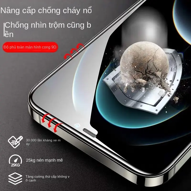Phim Kính Cường Lực Chống Nhìn Trộm, 360 Độ, Chống Vân Tay, Chống Trầy Xước, Chống Cháy Nổ, Thích Hợp Cho iPhone 11 / 12 / 13 / 14 / 15 / 16pro Max, Phim Điện Thoại Di Động Phụ Kiện xidu  case ốp  bảo 3