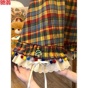 Autumn Winter Christmas Theme Half Skirt for Women Cute Lace Patch A-line Skirt High Waist Short Skirt that Makes You Look Slim Festive Atmosphere Outfit