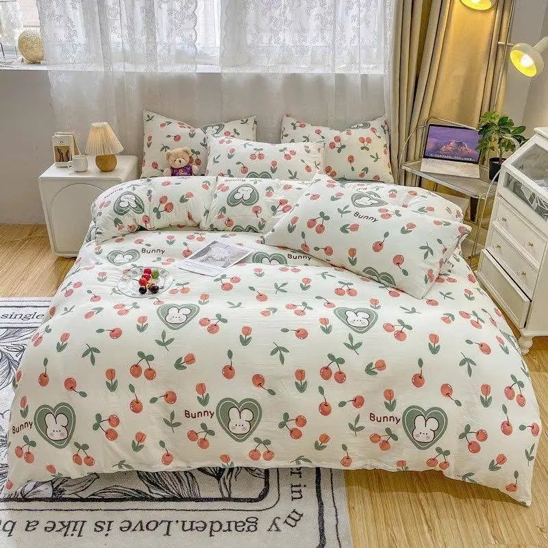 ￼Bộ chăn ga gối 5 món sơ đũi đậu nành trần bông dày dặn mềm mịn thoáng khí thấm hút mồ hôi 7