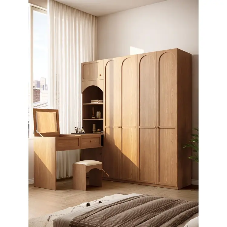 Wardrobe Home Bedroom Corner Desk Cabinet Integrated Five-Door Six-Door Storage Wardrobe