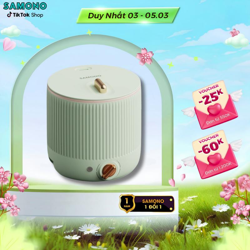 (BH 1 Năm)Samono Nồi Lẩu Điện đa năng 2L 600W cho 2-3 người, lẩu/cơm/xào/chiên/luộc/hầm, 2 lớp bảo vệ thông minh SW-DG05 Nồi Điện Nấu Ăn