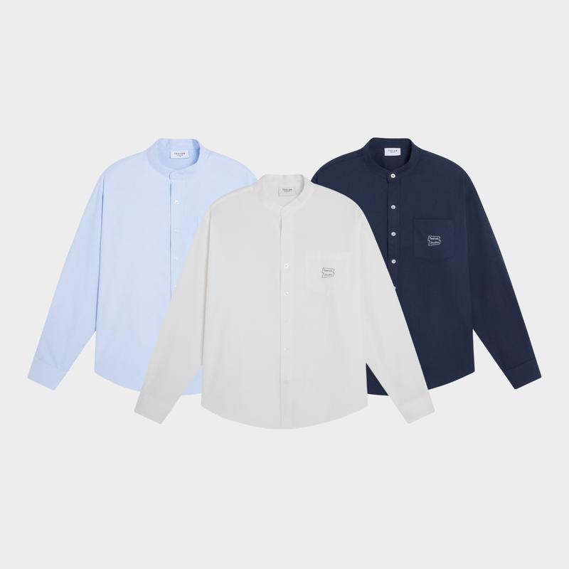 Áo Sơ Mi Dài Tay Cổ Tàu Teelab Eco Oxford Mandarin Shirt Unisex Form Oversize Local Brand SS073