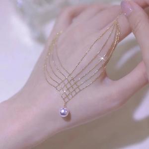 Kalung Renda Ekor Duyung Mutiara, Mutiara Air Tawar Tiruan, Fesyen Elegan, Rantai Tulang selangka, Kalung Pendek, Untuk Wanita, Mampu Milik, Fesyen bottle  keychain