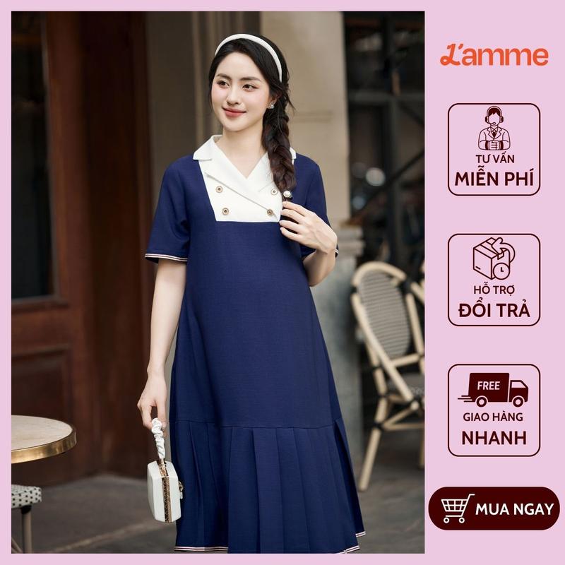 [L'AMME] Váy bầu đầm bầu MARINE Dress váy nữ công sở thiết kế cổ cách điệu sang trọng, chân váy đuôi cá thanh lịch chất liệu chéo hàn mềm Lamme BE HAPPY . BE MOMMY Women