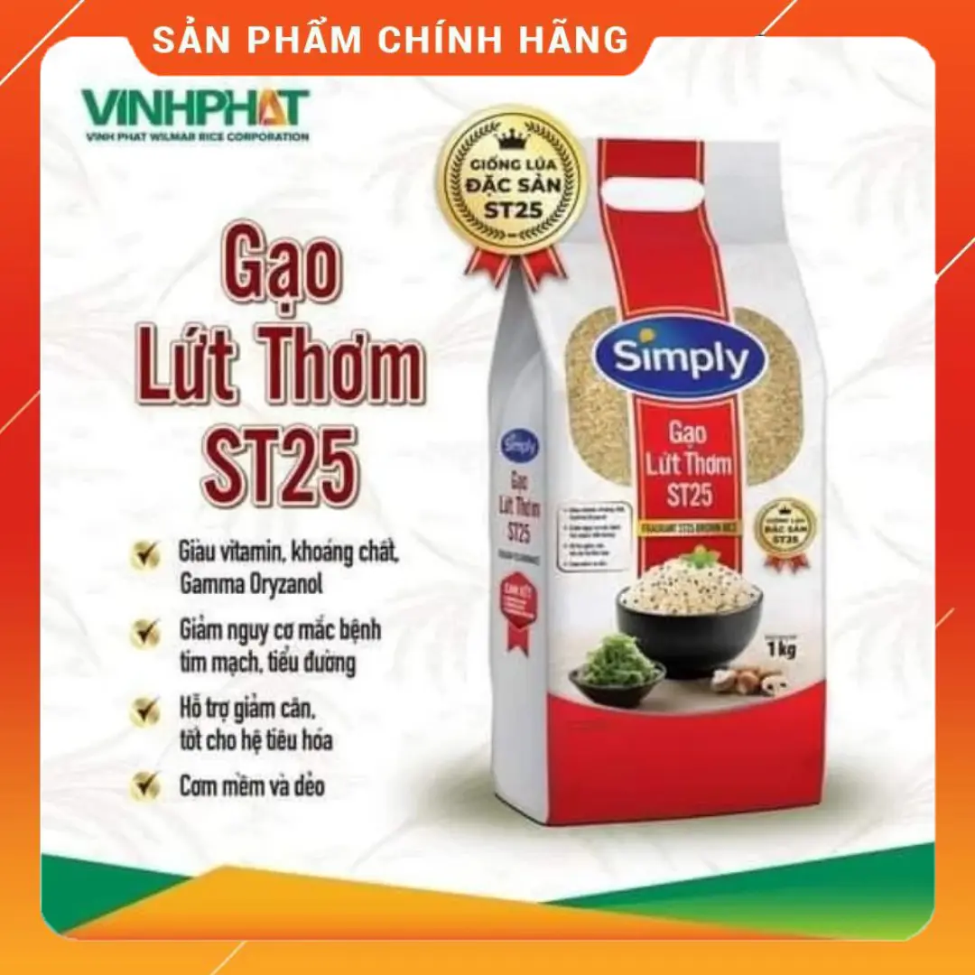 GẠO LỨT THƠM ST25 SIMPLY 1kg nhiều dinh dưỡng và tác dụng