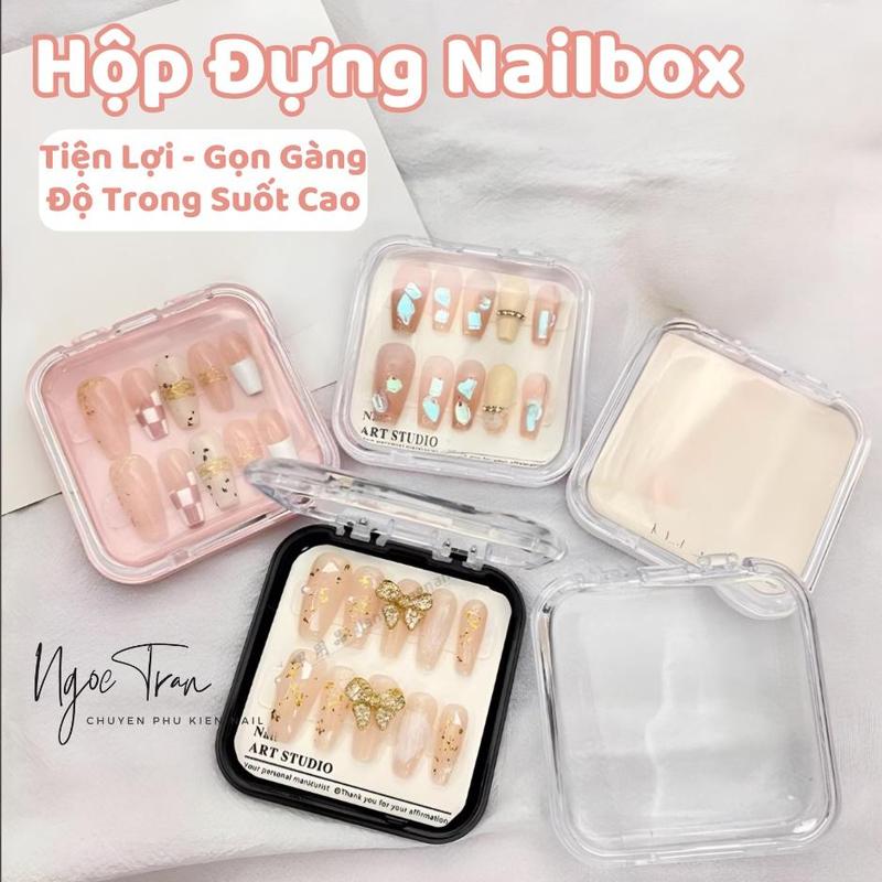 Hộp Đựng Nail Box Móng Giả Chuyên Dụng Hình Vuông Bo Cạnh Mới Sang Trọng Đáng Yêu Đủ Màu