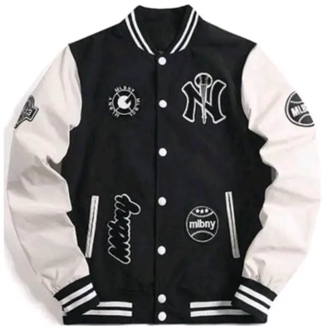 JAKET BASEBALL VARSITY MLBNY  JAKET BASEBALL UNISEX  PRIA WANITA KOREAN STYLE BAHAN FLEECE PREMIUM 0