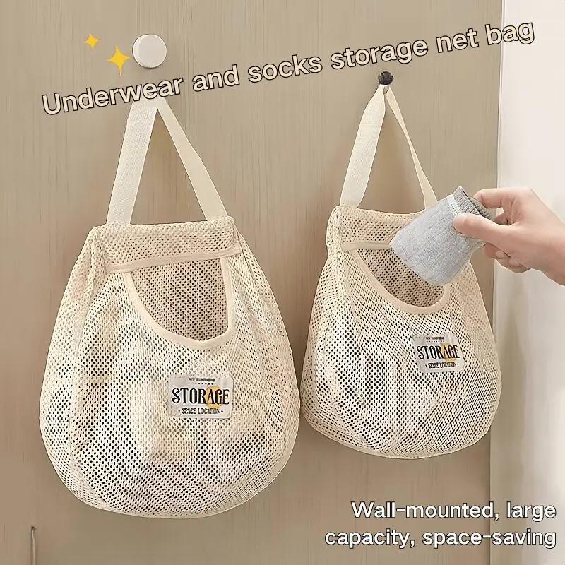 Túi Treo Lưu Trữ Tất Nhật Bản, Treo Tủ Quần Áo, Túi Đựng Đồ Lót Treo Tường, Thích Hợp Cho Ký Túc Xá, Không Cần Đục Lỗ, Túi Treo
