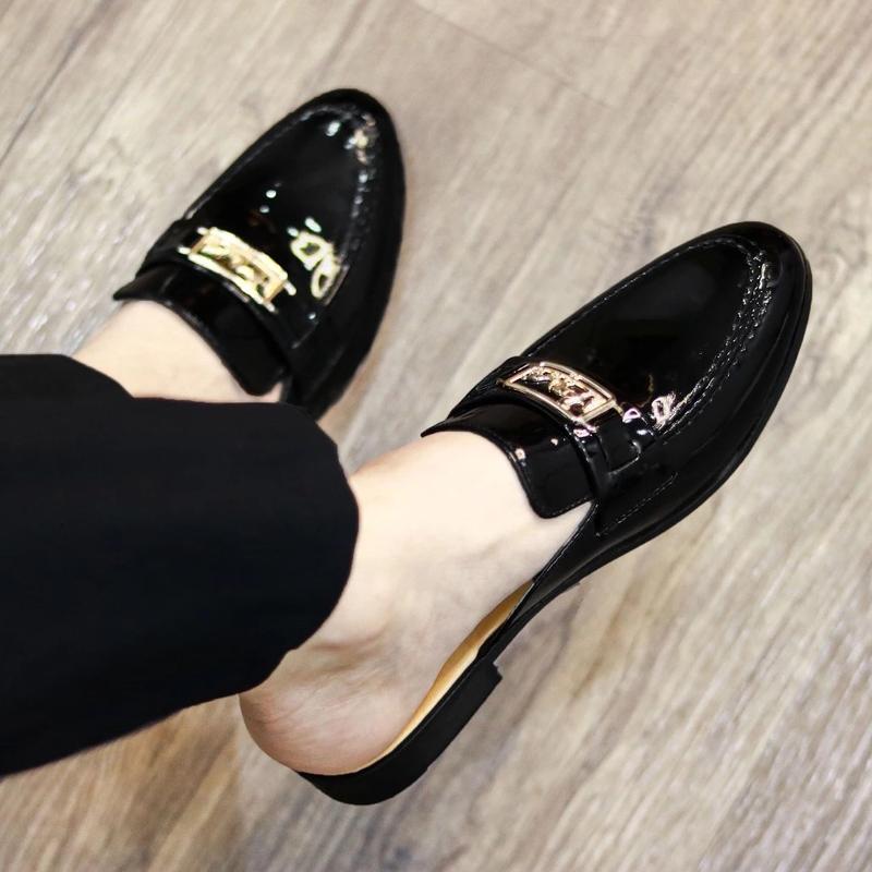 Giày sục nam màu đen da bóng cao cấp hoạ tiết mác ngựa cực đẹp,cực sang trọng full size 38-43 Cao Su .. sục ngựa..