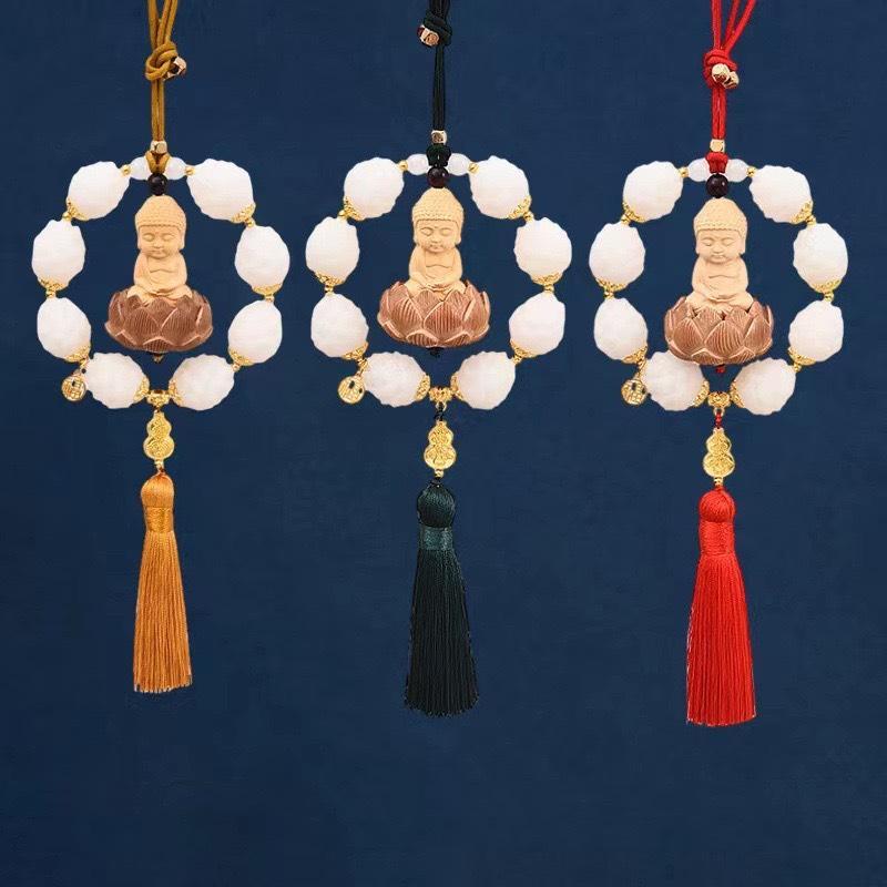  Khánh treo xe ô tô Vòng 8 liên hoa Phật Thích Ca gỗ hoàng dương trang trí xe ô tô mang lại bình an may mắn Nội Thất Nhựa 