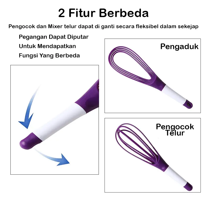 PPG_Pengocok Dan Pengaduk Telur Manual Egg Whisker Silikon Bisa Dilipat Eggs Beater Manual Alat Dapur 1